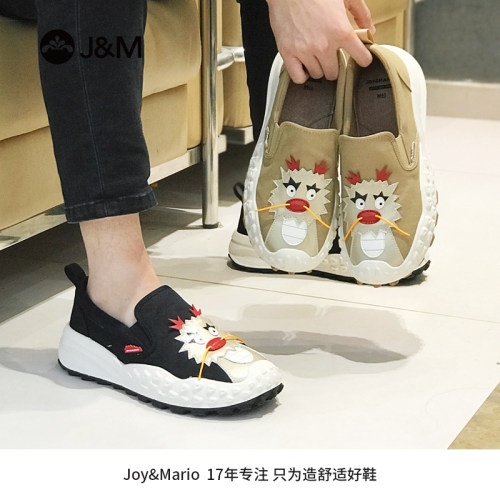 J&M/快乐玛丽2024春夏一脚蹬懒人鞋帆布鞋休闲透气套脚男鞋65812M