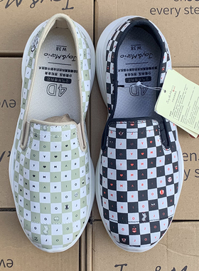 J&M/快乐玛丽四季棋盘格休闲健步鞋轻便妈妈鞋休闲女鞋76190W