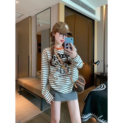 2025新款宽松显瘦秋季条纹内搭