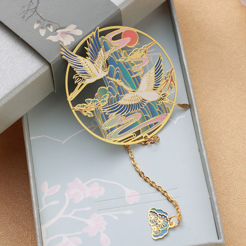 仙鹤故宫文创小清新刻字金属书签