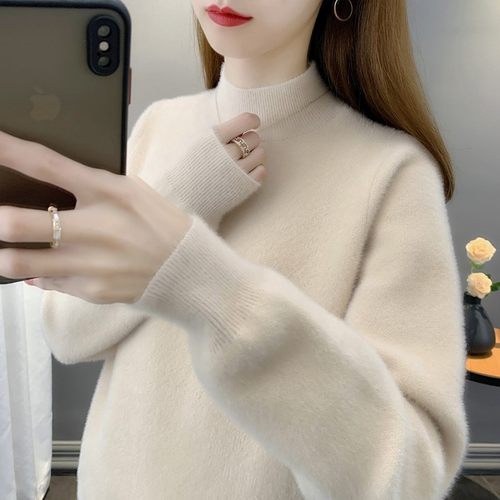 水貂绒套头半高领内搭外穿纯色