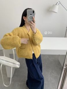 2025新款韩系慵懒风独特软糯毛衣外套女春秋新款宽松针织开衫上衣