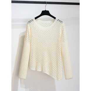 今年流行爆款长袖镂空针织罩衫搭配吊带连衣裙的防晒衫夏2026新款