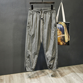 冰丝男士 男薄款 裤 子潮牌户外裤 休闲裤 脚侧拉链速干束脚运动裤 夏季