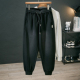 潮流百搭复古抽绳男生运动裤 渐变休闲裤 男春秋款 黑色宽松束脚卫裤