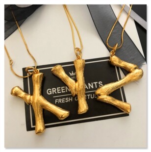 CEL明星同款 项链女18k金吊坠锁骨潮流嘻哈毛衣链 26个英文字母时尚