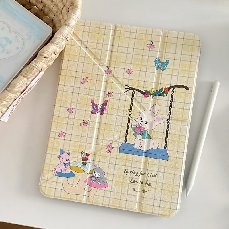 3+Y黄格纹荡秋千兔适用iPad Pro 2025/2021版(11英寸)新款平板电脑壳iPad Air5(10.9英寸)防摔保护套iPad 第1