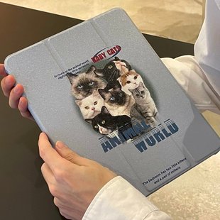 10.9英寸 保护套ipad 11英寸 蓝色猫咪适用iPad 超 2021版 Air5 Pro 三折 mini6平板保护套小众卡通创意iPad