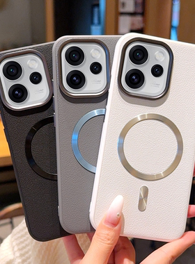 适用OPPOReno15手机壳奢华防摔皮纹Reno15Pro保护套全包新款金甲磁吸CD纹带尾