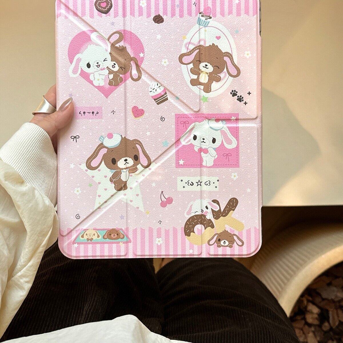 搭扣iPad粉色甜品兔适用iPad Pro 2021版(11英寸)平板保护套女款少女心ipad mini6 iPad 2025版 第10代 (10.9