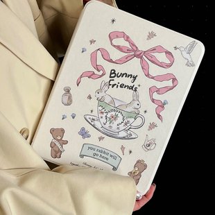 mini6小清新女款 10.9 Pro 第10代 2025版 iPad 平板保护套ipad 11英寸 2021版 蝴蝶结兔子适用iPad 旋转ipad