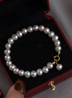 强光淡水珍珠手串女简约百搭高级手链2025爆款轻奢气质手链送闺蜜