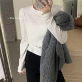 The 内搭外穿纯色上衣 简约打底衫 lemon纯棉长袖 百搭T恤女2025春季