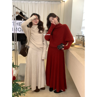 女00 显瘦半身裙套装 6916 LIMON柠檬绿茶气质软糯堆堆领毛衣 THE