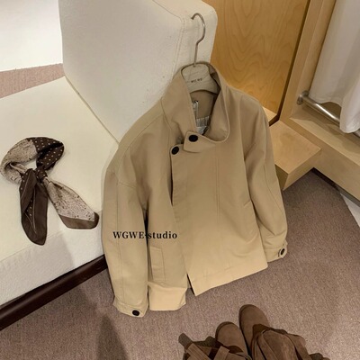 高级外套英伦风翻领风衣女配腰绳