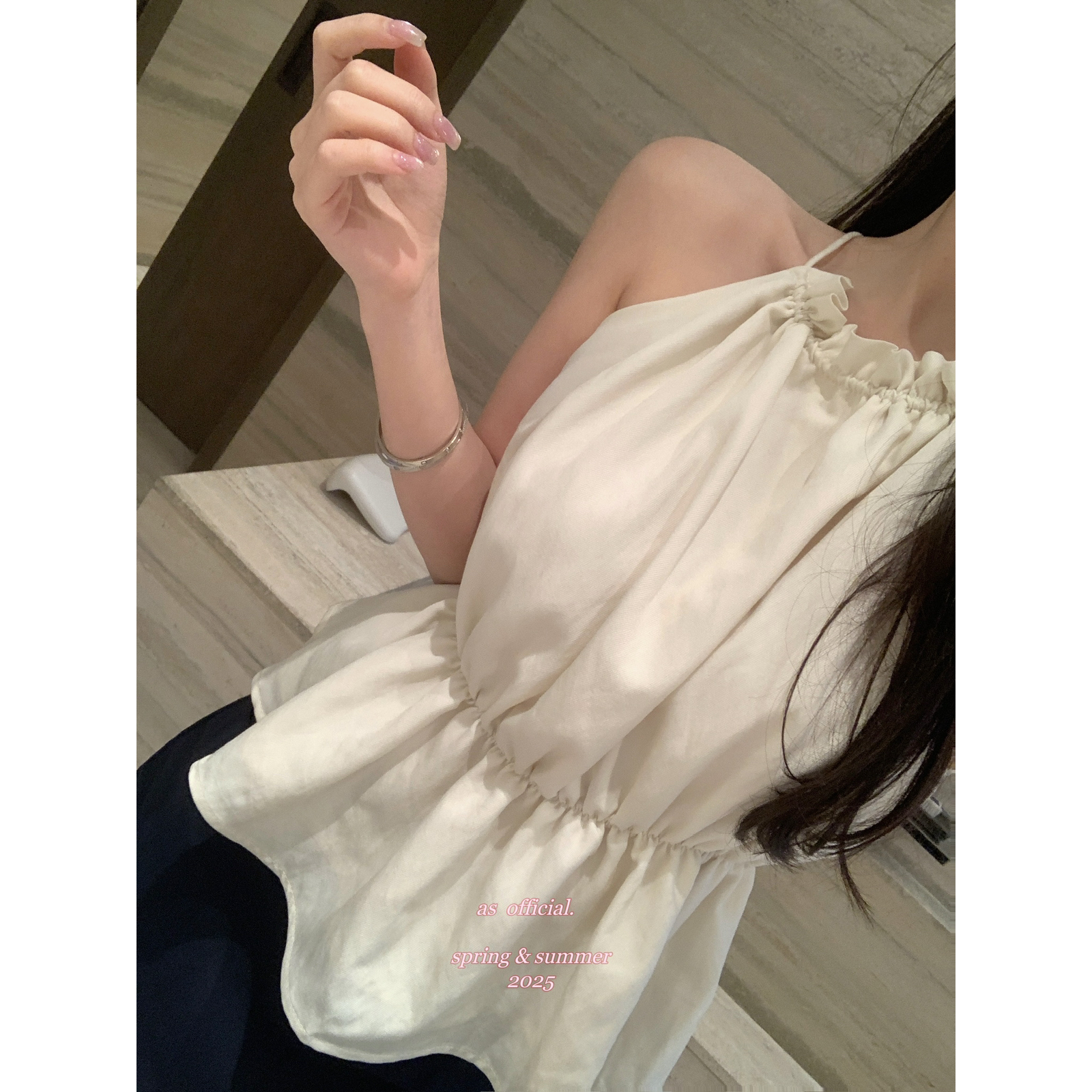 純欲氛圍感吊帶抽褶短款背心女