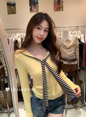GS.GOOD START秋冬显瘦甜美减龄海军领休闲针织衫气质小衫女G7037