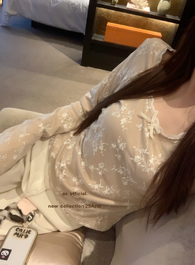 AS OFFICIAL秋冬法式绝美纯欲风叠穿蕾丝磨毛小衫打底上衣女26005
