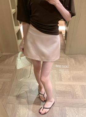 SEE YOU十三行夏季千金风气质百搭珠光缎感包臀短裙半身裙女F337