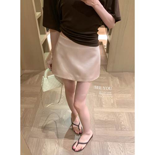 SEE YOU十三行夏季千金风气质百搭珠光缎感包臀短裙半身裙女F337