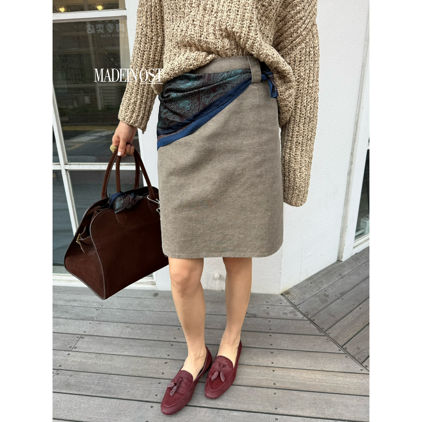 MADEIN OST-十三行秋上新高腰显瘦复古斜纹丝巾腰带半身裙女57188,女装/女士精品,学生校服,淘宝优惠券,粉丝福利购,淘宝优惠卷