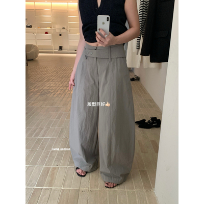 IMISS-秋上新十三行百搭西裤气球裤高腰显瘦休闲裤女配腰带H60882