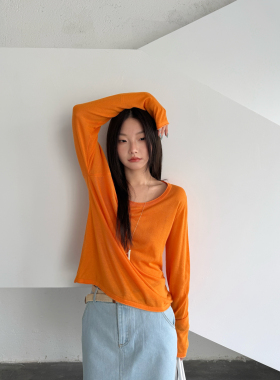 BEFORE SUNSET日落/周末十三行天丝亚麻超薄罩衫针织上衣女C1210