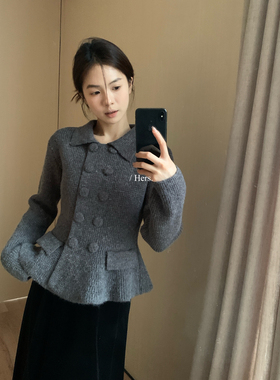 Hers2025十三行冬季韩标简约复古气质Polo领小香保暖毛衣女92808