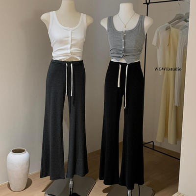 十三行春夏宽松慵懒垂感微喇裤女