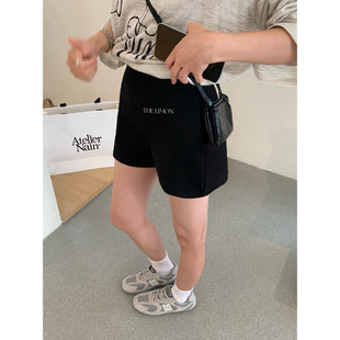 瘦瘦小黑裤 女TM 26年夏季 简约显瘦高腰休闲短裤 1630 韩版 柠檬绿茶