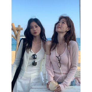 limon柠檬绿茶 女00 春夏新款 吊带背心套装 8107 彩扣针织开衫 The