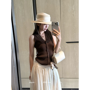 KAPOK十三行夏季时髦翻领百搭显瘦针织衫背心修身显瘦上衣女26726