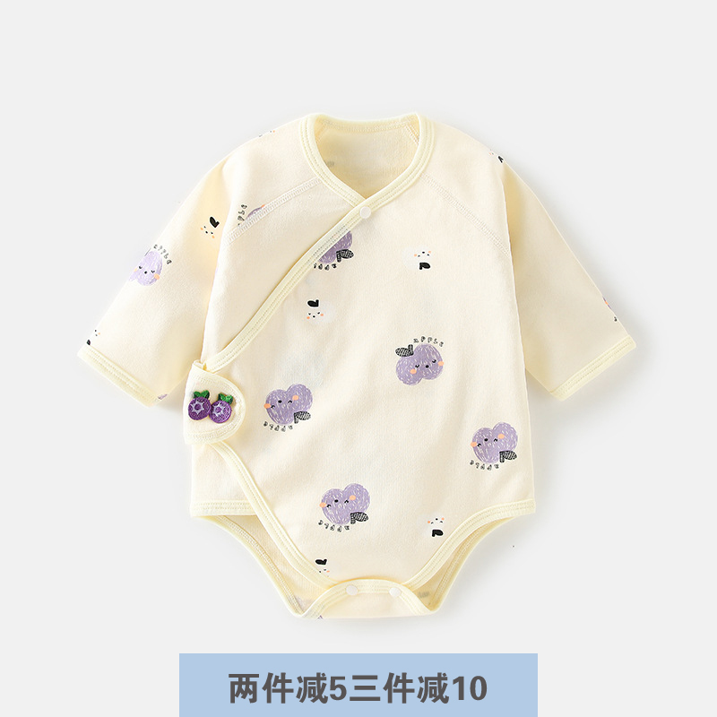 新生兒長(zhǎng)袖三角哈衣嬰兒包屁衣春秋季寶寶爬服純棉連體睡衣打底