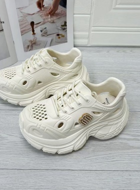 外贸Eule女新款环保轻便厚底老爹洞洞鞋溯溪沙滩休闲运动增高凉鞋