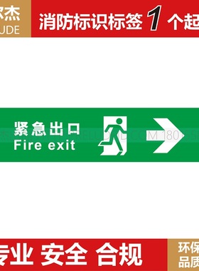 XF828 博尔杰 安全标示牌 推门逃生标识 紧急出口-向右Fire exit