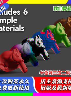 Blender插件NPR Halftone Shader Pack 0.12 半色调三渲二风格化