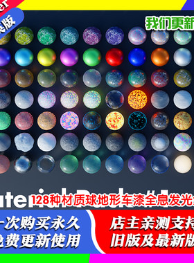 128种Blender3.0+资产库程序化材质球地形车漆全息发光金属体积