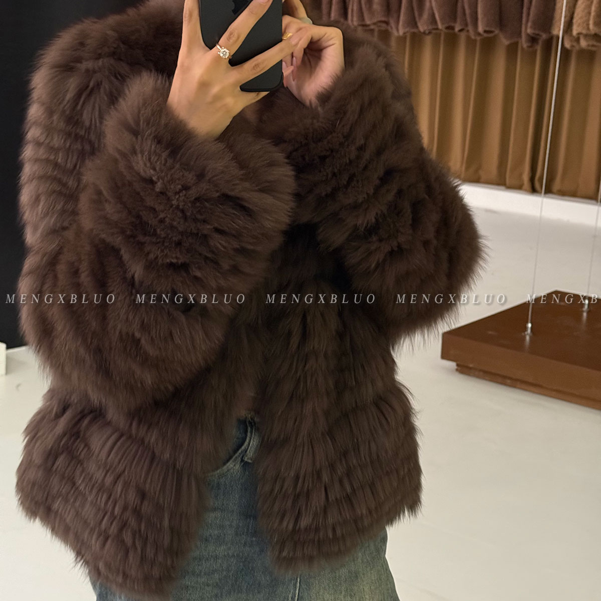 梦熙部落M8111冬季年轻款显瘦毛毛新款狐狸毛厚款开条女装皮草