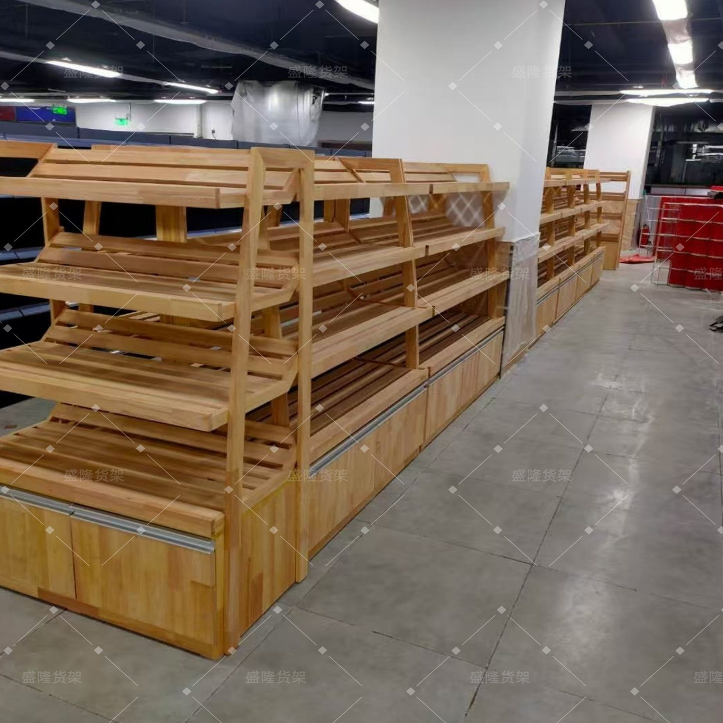 定制实木面包架烘焙糕点展示柜展示架陈列架中岛木质多层摆放架子