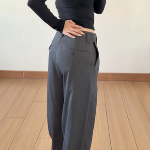 裤 慵懒风高级感休闲裤 女2026新款 穿搭大码 春装 灰色独特设计感西装