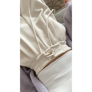 浅色运动裤子女秋季宽松bf慵懒风胖mm大码显瘦直筒阔腿休闲卫裤潮