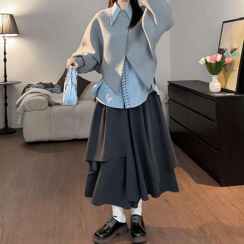 日系灰色不规则a字裙裤女设计感八分大码胖mm半身阔腿休闲裤裙秋,女装/女士精品,裙裤,淘宝优惠券,粉丝福利购,淘宝优惠卷