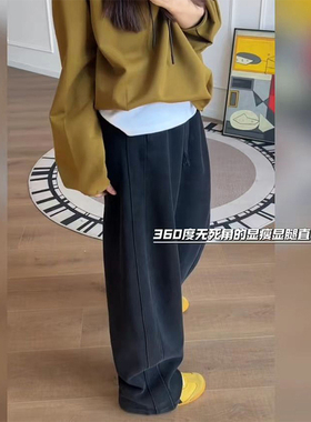 黑色香蕉运动裤子女秋冬大码胖妹妹显瘦粗腿屁股大镰刀裤休闲卫裤