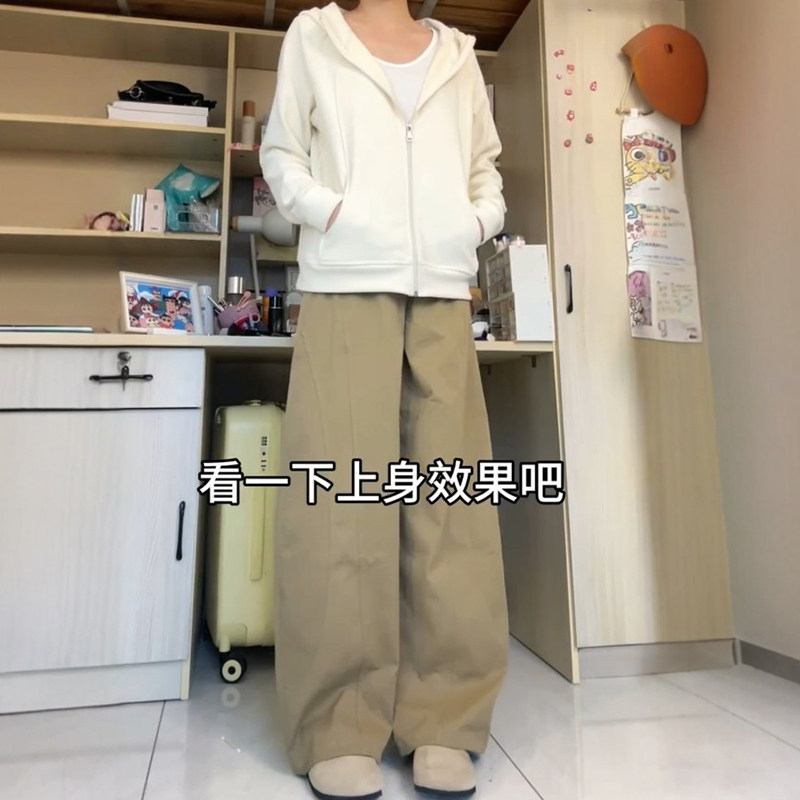 老钱风卡其色阔腿弯刀裤2026正流行春季工装裤子大码女装休闲长裤,女装/女士精品,大码裤装,淘宝优惠券,粉丝福利购,淘宝优惠卷