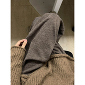 垂感直筒美拉德糯米裤 子阔腿休闲长裤 大码 胖mm显瘦棕色裤 女款 春季