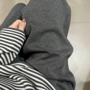 慵懒松弛胖mm垂感阔腿奶皮运动裤 子女冬季 灰色加绒休闲弯刀裤 大码