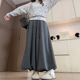 灰色针织糯米花苞裙裤 女款 春装 大码 胖mm梨形身材显瘦阔腿灯笼裤 裙
