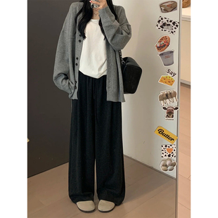 不露腿穿搭阔腿裤 黑色糯米裤 春季 子女2026新款 慵懒松弛感休闲长裤