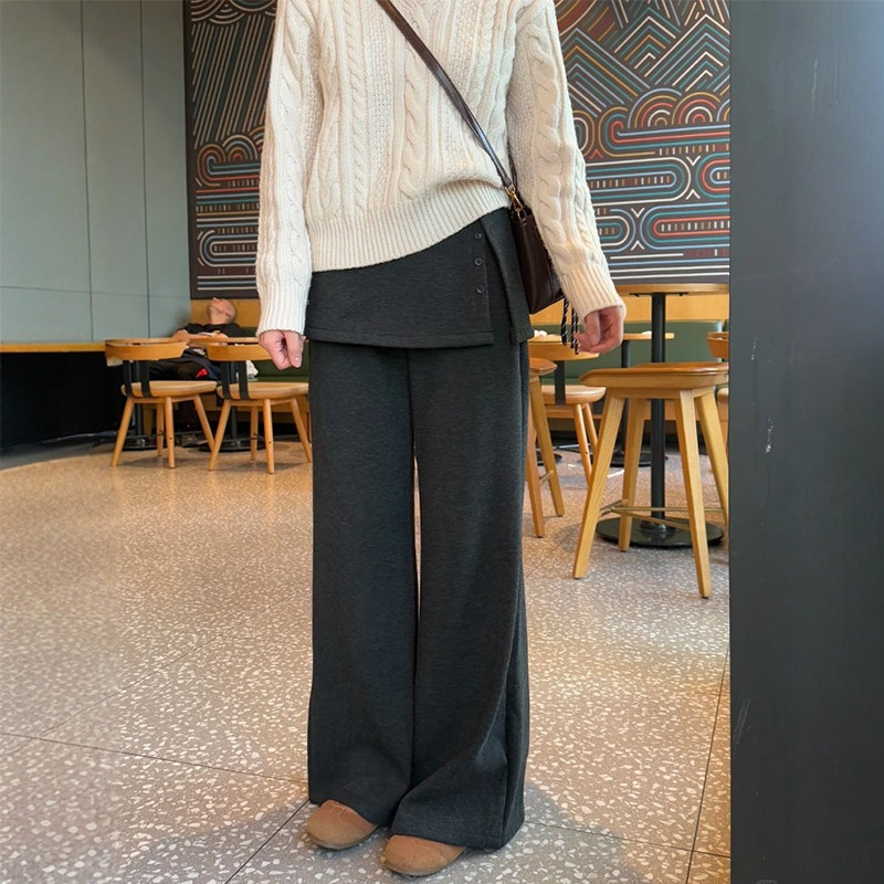 梨型身材遮胯加绒灰色屁帘裤子女大码显瘦慵懒假两件可拆卸休闲裤,女装/女士精品,大码裤装,淘宝优惠券,粉丝福利购,淘宝优惠卷