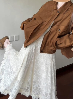 秋冬不规则白色蕾丝重工半身裙女大码胖mm梨形身材显瘦伯克利长裙